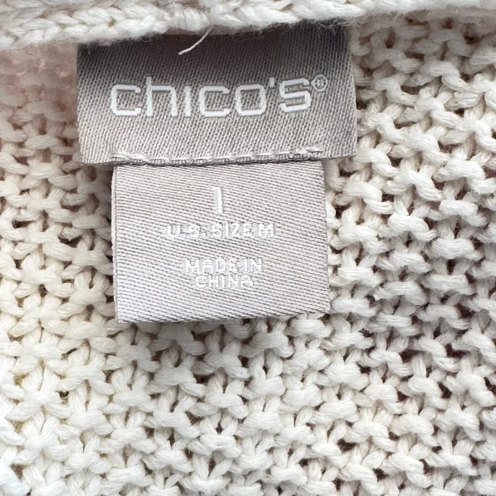 NWOT Chico’s linen cotton‎ blend knit Women's Purple/Cream Sweater size M 8-10